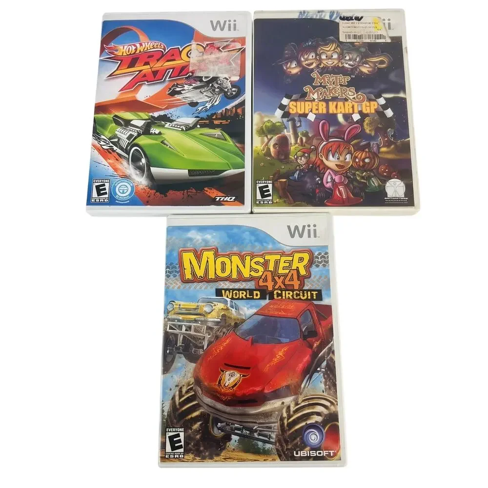 Wii Lot of 3 Video Games Hot Wheels Track Attack Monster 4x4 Myth Makers CIB